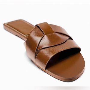 Zara flat crossed leather sandals - New